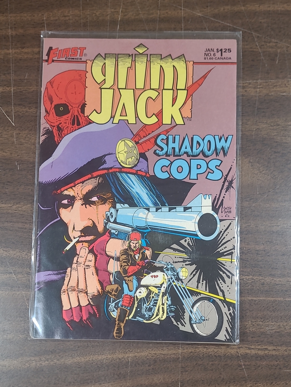 Grim Jack Shadow Cops Comic Book - First Comics #6 January